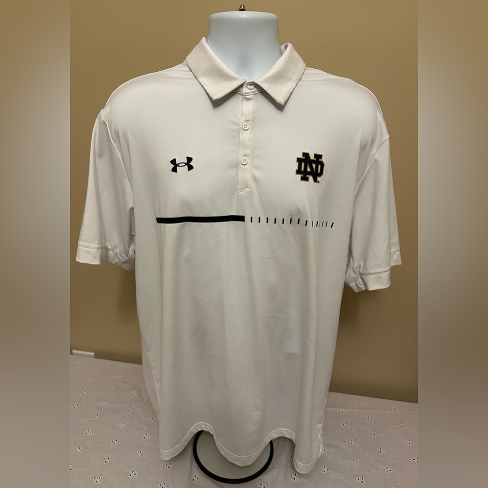 Under Armour Norte Dame Logo Mens XL  White  Golf Polo